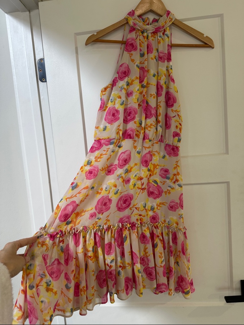 Betsey Johnson Pink Floral Halter Maxi Dress